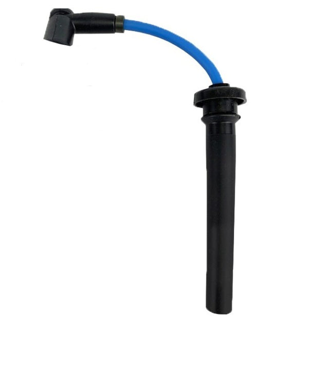 Granatelli 18-19 Coyote 5.0L V8 straight boot high-performance ignition coil wire set in blue, near the spark plugs.
