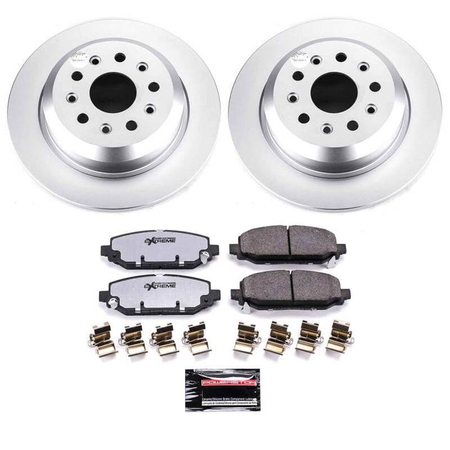 PowerStop Jeep Wrangler rear Z36 coated brake kit with brake pads and rotors, designed for enhanced truck and tow performance.