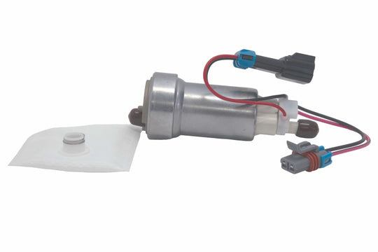 Aeromotive 525lph in-tank fuel pump installed in a vehicle, showcasing the compact design and high-performance fuel pumping system.