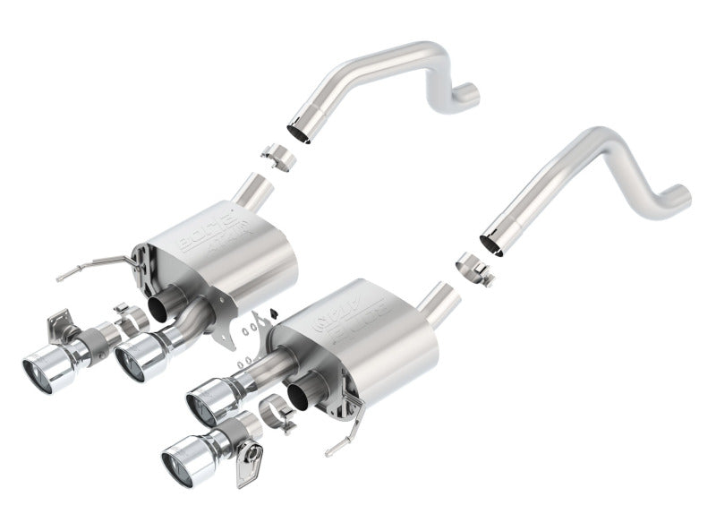 Borla catback exhaust system for 2015 Chevy Corvette C7 ZO6 6.2L with quad RD RL tips and center rear exit design.