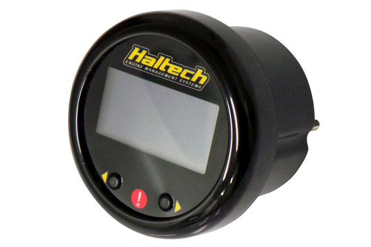Haltech OLED 2-inch/52mm CAN gauge displaying digital readout with sleek black design and illuminated screen for vehicle monitoring