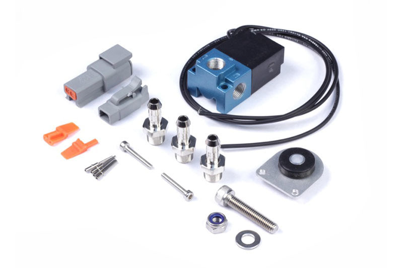 Haltech 3-port boost control solenoid with 1/8 inch NPT fittings, designed for precise boost management in automotive applications