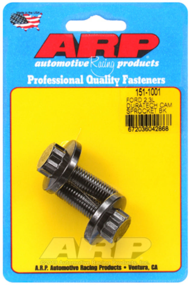 ARP Ford 2.3L Duratec cam sprocket bolt kit showing metal bolts arranged for engine timing replacement.