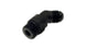 Vibrant black -10AN male to male 45-degree straight adapter fitting, anodized aluminum, used in high-performance fluid connections.