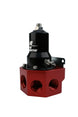 Aeromotive fuel pressure regulator with 30-120 PSI range, .500 valve, 4x AN-08 and AN-10 inlets, and AN-10 bypass fittings.