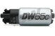 DeatschWerks 265 LPH compact in-tank fuel pump with clips and universal install kit, designed for automotive fuel systems.