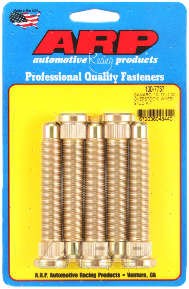 ARP Chevrolet Camaro wheel stud kit with 1-inch over stock length M14 wheel studs for Chevrolet Camaro vehicles.