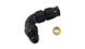 Vibrant 90-degree 5/16-inch tube to -6AN flare adapter fitting with olive inserts, used in high-performance fluid connections.