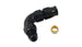 Vibrant 90-degree 1/2-inch tube to male -8AN flare adapter with olive inserts, metal fittings for high-performance fluid connections.