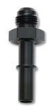 Vibrant black EFI adapter fitting with -8AN to 5/16 inch quick connect push-on fitting for fuel system connections.