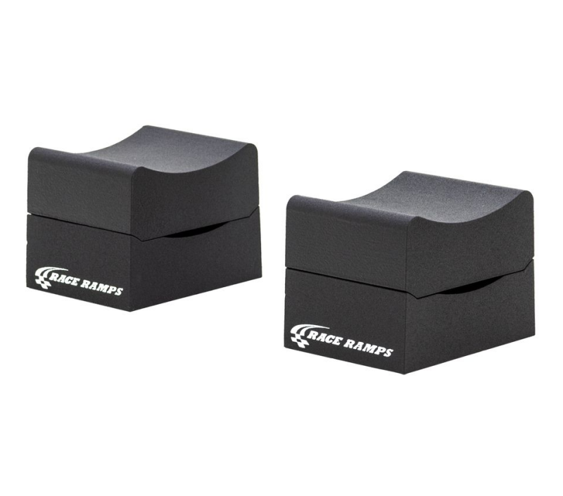 Race Ramps 10-inch two-piece multi-purpose wheel cribs for cars, supports up to 1500 lbs, used as wheel accessories for vehicle stability.