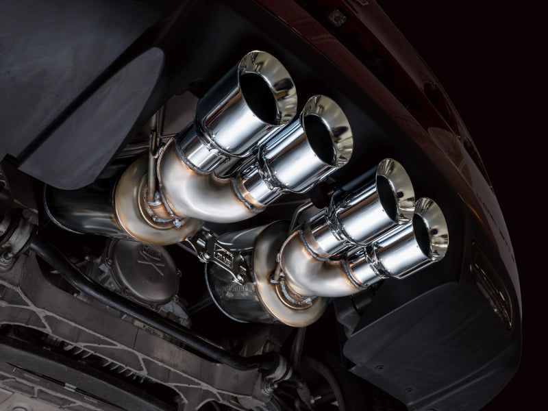 AWE Tuning axle-back exhaust for 2005-2007 Chevrolet Corvette C6 6.0L with chrome silver tips, showcasing polished exhaust tips and piping.