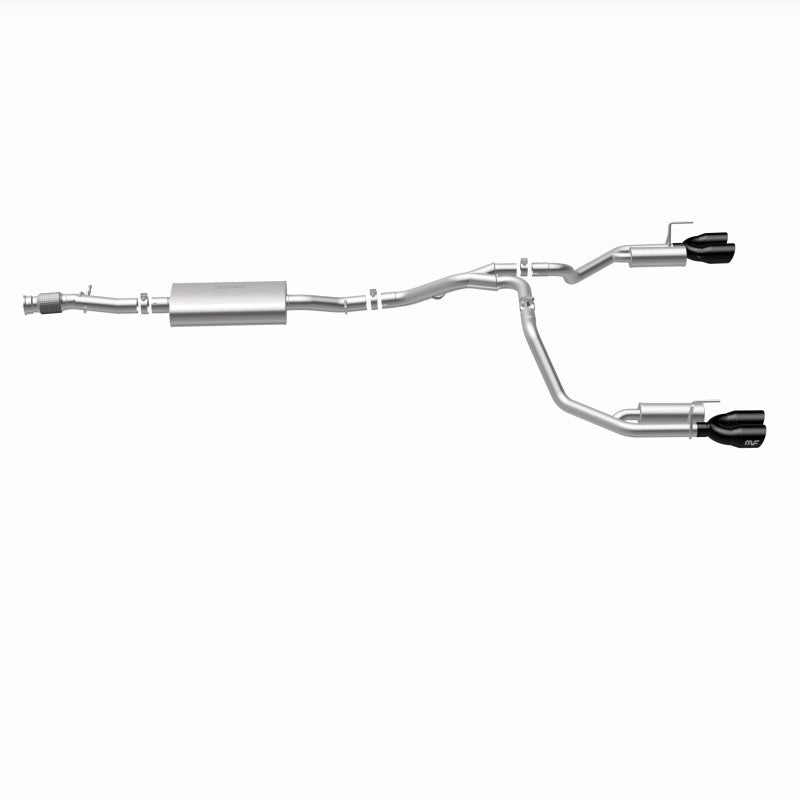 Magnaflow V8 6.2L Street Series Cat-Back Exhaust System for 2021 GMC Yukon, showing polished stainless steel pipes and muffler.
