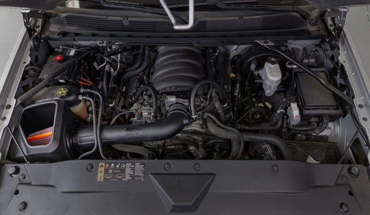 K&N Engineering Cold Air Intake for 2014-2020 Chevy Silverado 1500 V8 engine, showing the sleek intake tube and filter.