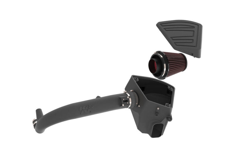 K&N Engineering cold air intake system for 2019-2020 Chevrolet 1500 2.7L L4 engine, featuring a performance aircharger design.