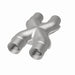 MagnaFlow Smooth Trans X 2.25/2.25 stainless steel X pipe for exhaust systems, featuring a sleek, polished finish.
