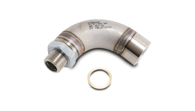 Vibrant Thread-On J-Style Sensor Bung Adapter fitting for automotive sensors, made of durable metal with threaded connection.