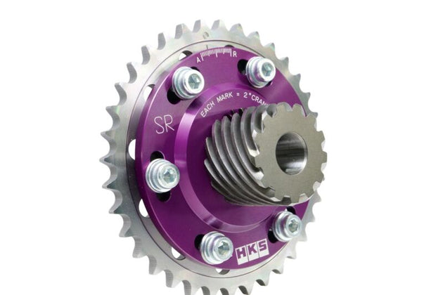 HKS slide cam sprocket for SR20DE/DET engines, used as cam gears for performance tuning and engine timing adjustment.
