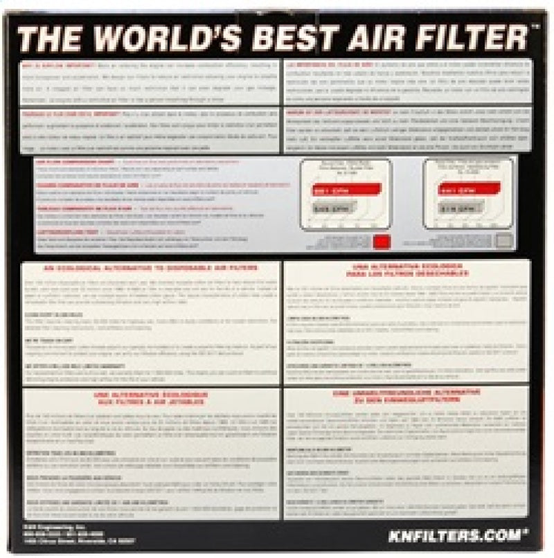 K&N Engineering custom oval air filter with 11.5-inch length, 8.125-inch width, and 2-inch height for drop-in air filtration.