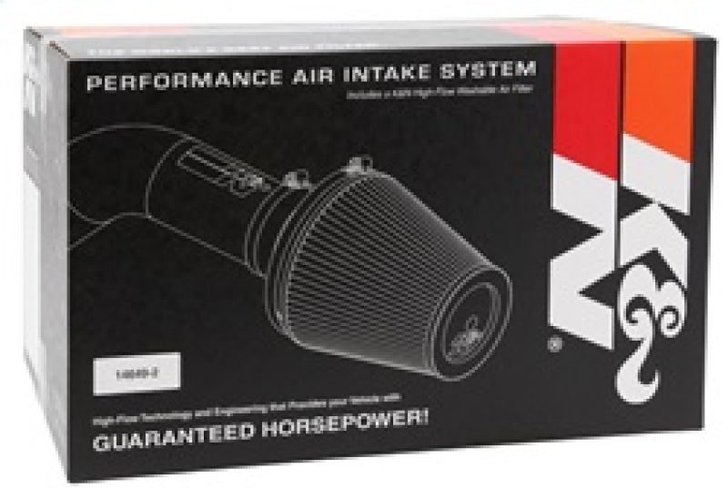 K&N Engineering Cadillac ATS V6-3.6L F/I Cold Air Intake system with AirCharger filter installed in engine bay.