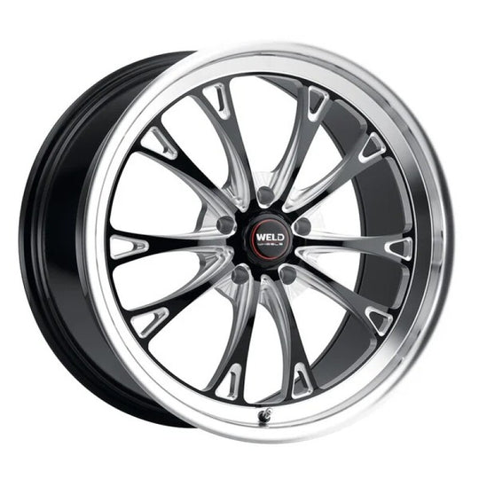 Weld Belmont Beadlock cast wheel, 17x5 inches, gloss black finish, 5x114.3 bolt pattern, ET21 offset, MIL diameter 78.1.