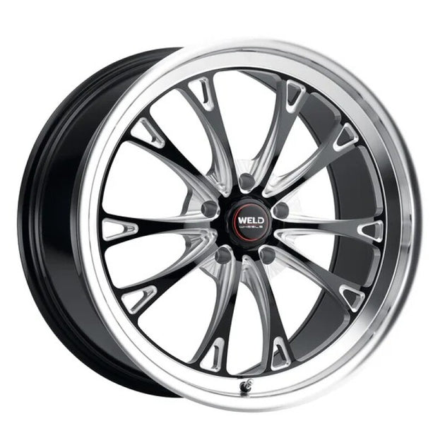 Weld Belmont Beadlock cast wheel, 17x5 inches, gloss black finish, 5x114.3 bolt pattern, ET21 offset, MIL diameter 78.1.