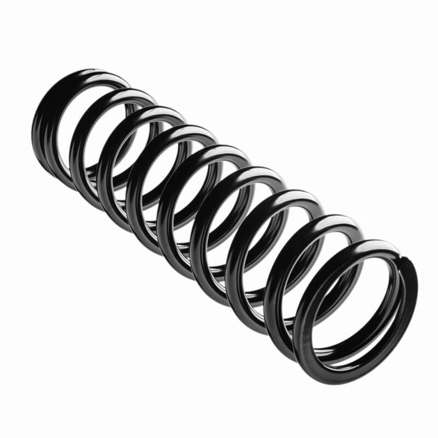 QA1 high travel coilover spring, 8 inch length, 2.5 inch ID, 250 lbs/in, straight black coil spring for suspension.