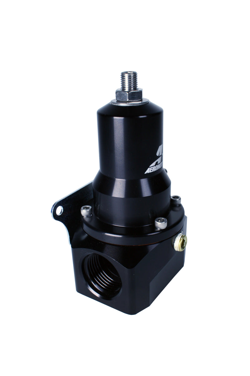 Aeromotive adjustable fuel pressure regulator with .500 valve, 30-120 PSI, dual AN-12 inlets and return fitting.