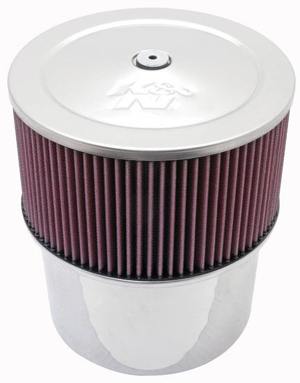 K&N Engineering red velocity stack assembly with 7-5/16 inch flange and 10 inch height, featuring smooth aerodynamic design.