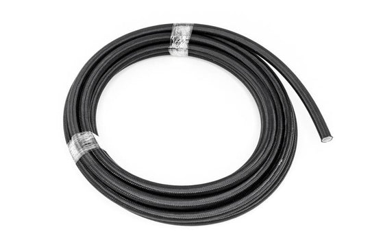 DeatschWerks 8AN black nylon braided PTFE hose, 20 feet long, durable fuel or oil line with high-quality braided design.