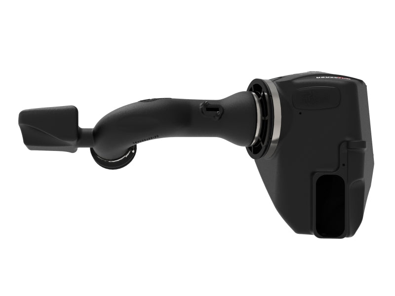 aFe Momentum GT Pro 5R cold air intake system installed in a 2019-2021 GM truck 4.3L V6 engine, showing the intake components and filter.
