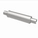 MagnaFlow Mag SS muffler with 14x4x4 inch dimensions and dual inlet/outlet pipes, stainless steel construction, for vehicle exhaust systems