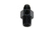 Vibrant -8AN male to 3/8 inch NPT male union adapter fitting with 1/8 inch NPT port, shown in close-up detail.