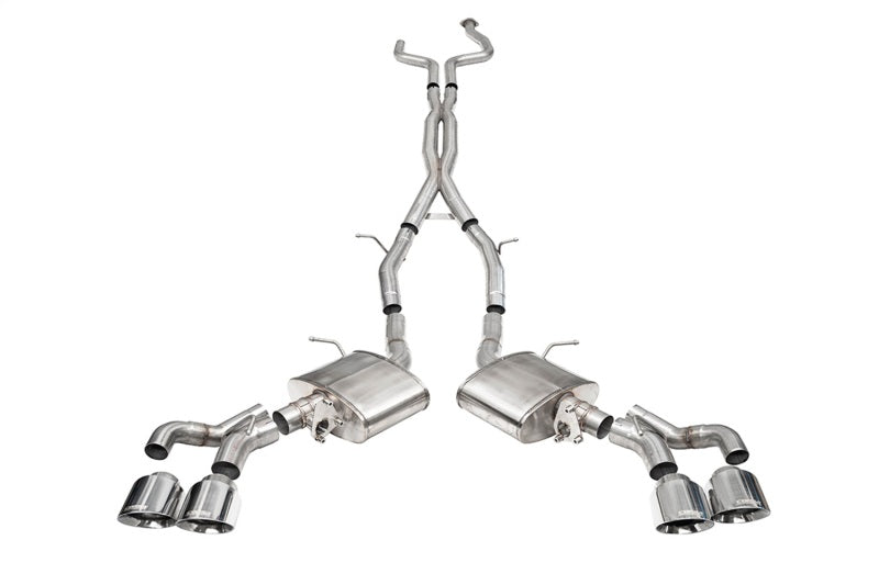 CORSA Performance Cadillac CT5 V Blackwing 3-inch cat-back exhaust with twin tips and active exhaust system, featuring a double X-pipe.