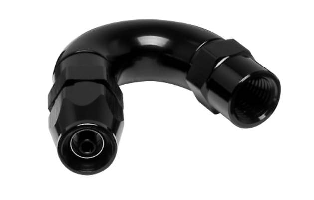 Vibrant 3AN high flow hose end fitting for PTFE lined hoses, 150-degree angle, durable automotive performance fitting