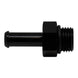 DeatschWerks 6AN ORB male to 5/16 inch barb fitting in anodized matte black with O-ring, used for automotive fuel or oil lines.