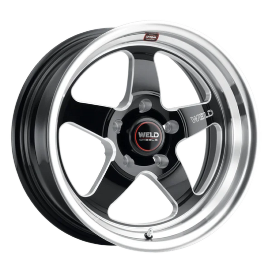 Weld S155 Ventura cast wheel, 18x11 inches, 5x120.65 bolt pattern, 43 offset, gloss black finish, 7.69 BS, 72.56mm diameter