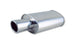 Vibrant StreetPower oval muffler with 4-inch round tip, angle cut rolled edge, 2.5-inch inlet ID, designed for performance exhaust systems.