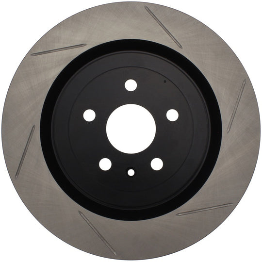 StopTech Power Slot rear left slotted brake rotor for 10 Camaro SS 8-cylinder, high-performance automotive brake component.