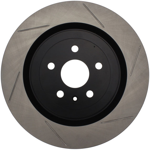StopTech Power Slot rear left slotted brake rotor for 10 Camaro SS 8-cylinder, high-performance automotive brake component.