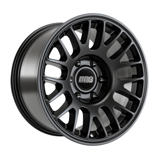 BBS TS-M 17x9 inch satin black cast wheel with 6x139.7 bolt pattern and 106.1mm center bore, showcasing its sleek finish.