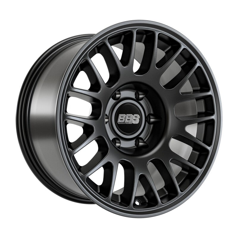 BBS TS-M 17x9 inch satin black cast wheel with 6x139.7 bolt pattern and 106.1mm center bore, showcasing its sleek finish.