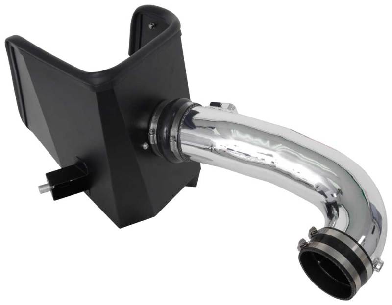 K&N Engineering cold air intake kit installed in a 2019 Chevy Silverado or GMC Sierra V8 engine, showing the air filter and intake tube.