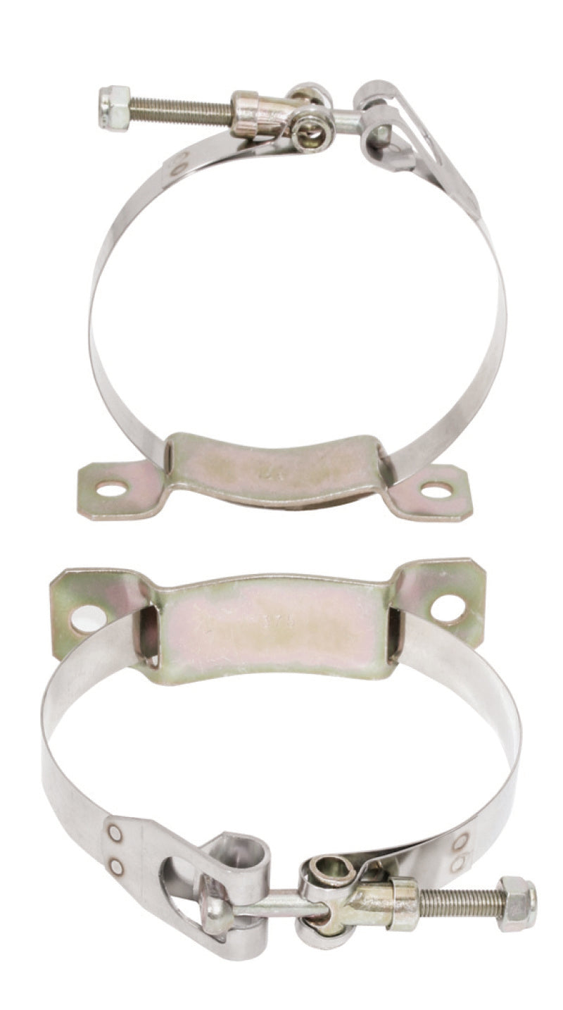 Moroso Accumulator Mount oil catch cans in a 2-pack, designed for engine oil vapor management and secure installation.