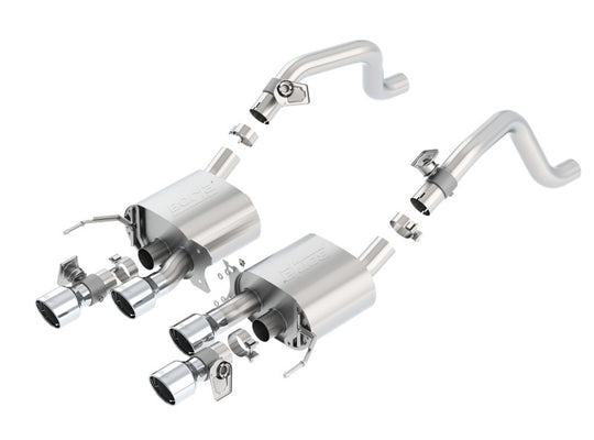 Borla axle back exhaust for 2014-2015 Chevy Corvette C7 6.2L, dual round rolled tips, rear exit, with AFM and NPP features