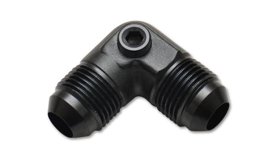 Vibrant -6AN to -6AN male 90-degree union adapter fitting with 1/8in NPT port, metal construction, and precise threading.