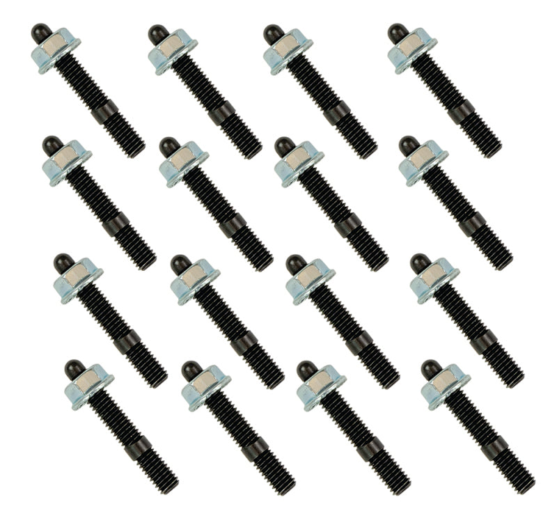 Moroso Ford Coyote 5.2L/Voodoo oil pan stud kit showing metal studs and fittings for engine assembly.