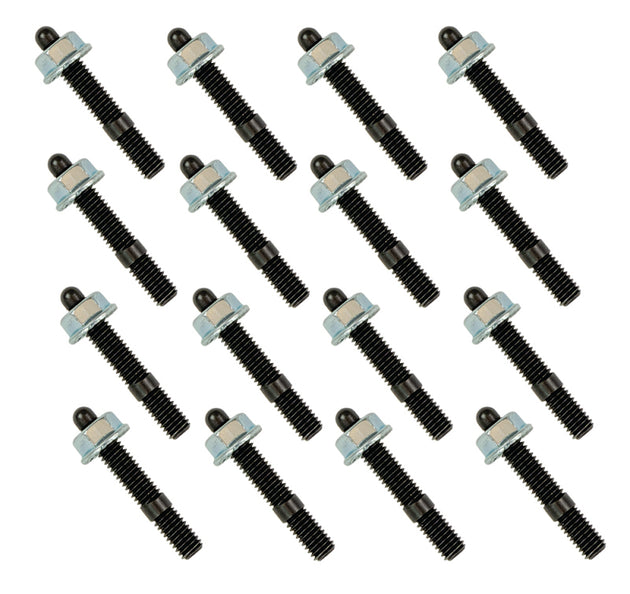 Moroso Ford Coyote 5.2L/Voodoo oil pan stud kit showing metal studs and fittings for engine assembly.