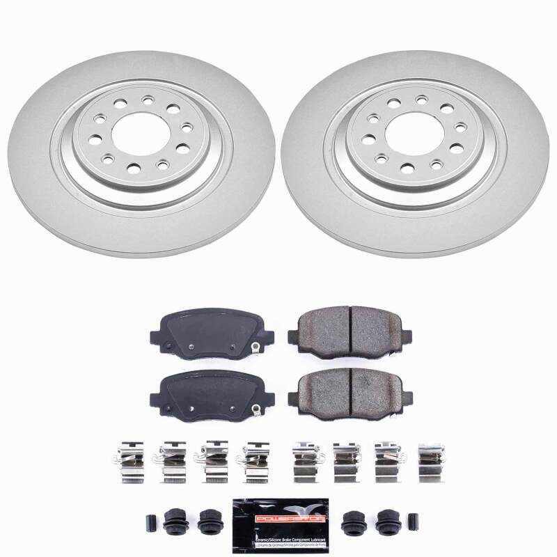 PowerStop 14-23 Jeep Cherokee rear Z23 coated brake kit with performance brake pads and rotors for enhanced stopping power.