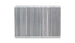 Vibrant vertical flow intercooler core, 12-inch wide, 8-inch high, 3.5-inch thick, with metal fins and end tanks visible.